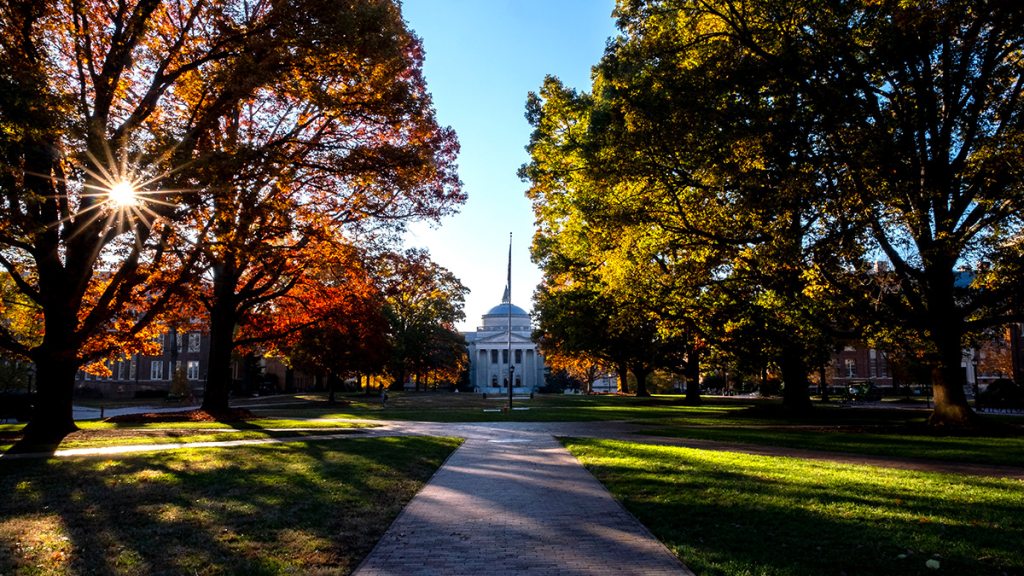 View of McCorkle Place and Wilson Library on the campus of UNC-Chapel Hill.